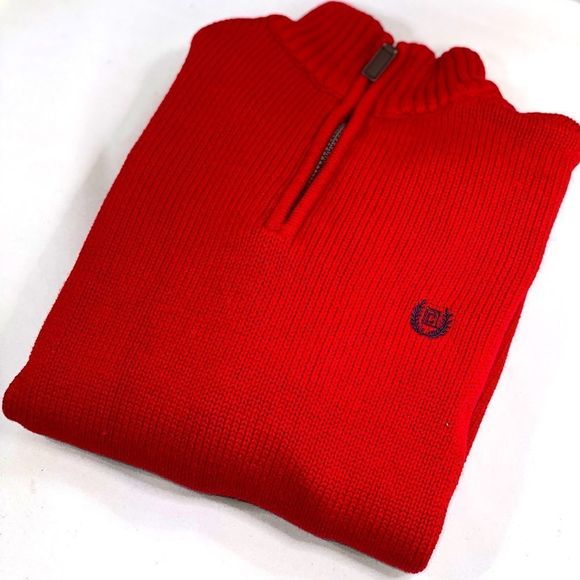 Chaps Red Half Zip Pullover Sweater - Picture 2 of 13
